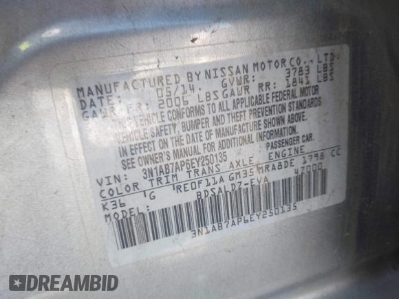 2014 Nissan Sentra SR with VIN 3N1AB7AP6EY250135, listed as a IAAI auction lot 41991142 with 190,072 mi miles and . Bid and sale history available at DreamBid. Image 9.