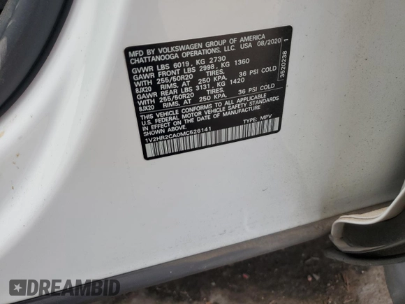 2021 Volkswagen Atlas SE z VIN 1V2HR2CA0MC526141, wystawiony jako Copart lot #46484105 z przebiegiem 49 420 mil mil oraz Szkoda całkowita • Salvage title. Historia ofert i sprzedaży dostępna na DreamBid. Obrazek 15.