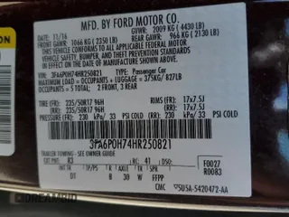 2017 Ford Fusion SE with VIN 3FA6P0H74HR250821, listed as a Copart auction lot 62937965 with 101,919 mi miles and Clean title. Bid and sale history available at DreamBid. Image 12.