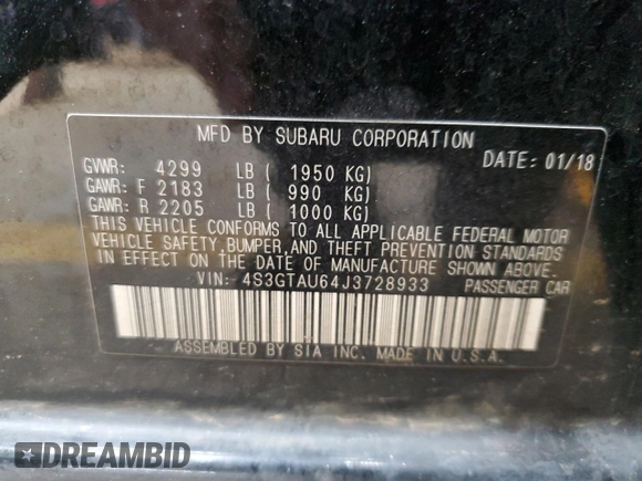 2018 Subaru Impreza Limited with VIN 4S3GTAU64J3728933, listed as a Copart auction lot 85268224 with Not provided miles and Salvage title. Bid and sale history available at DreamBid. Image 14.