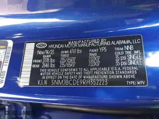 2024 Hyundai Tucson SEL with VIN 5NMJBCDE9RH352223, listed as a IAAI auction lot 42057306 with 35,977 mi miles. Bid and sale history available at carsss.com. Image 9.