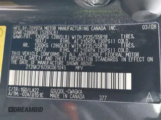 2009 Lexus RX 350 with VIN 2T2GK31U39C061045, listed as a IAAI auction lot 41773554 with 172,304 mi miles and . Bid and sale history available at DreamBid. Image 9.