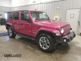 2022 Jeep Wrangler Unlimited Sahara with VIN 1C4HJXEN9NW120171, listed as a Copart auction lot 47029585 with 25,085 mi miles and Salvage Title. Bid and sale history available at DreamBid. Image 4.