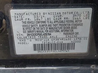 2014 Nissan Note S Plus with VIN 3N1CE2CP5EL429764, listed as a IAAI auction lot 42688083 with 133,728 mi miles and . Bid and sale history available at DreamBid. Image 9.
