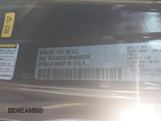 2021 Jeep Wrangler Unlimited Sport S z VIN 1C4HJXDG7MW583315, wystawiony jako IAAI lot #41827899 z przebiegiem 25 264 mil mil oraz . Historia ofert i sprzedaży dostępna na DreamBid. Obrazek 9.