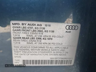 2016 Audi Q3 Premium Plus with VIN WA1BFCFS8GR010311, listed as a IAAI auction lot 41927789 with 91,400 mi miles and . Bid and sale history available at DreamBid. Image 9.