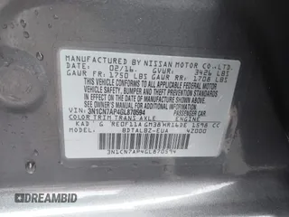 2016 Nissan Versa SV with VIN 3N1CN7AP4GL870594, listed as a IAAI auction lot 41107968 with 94,698 mi miles. Bid and sale history available at carsss.com. Image 9.