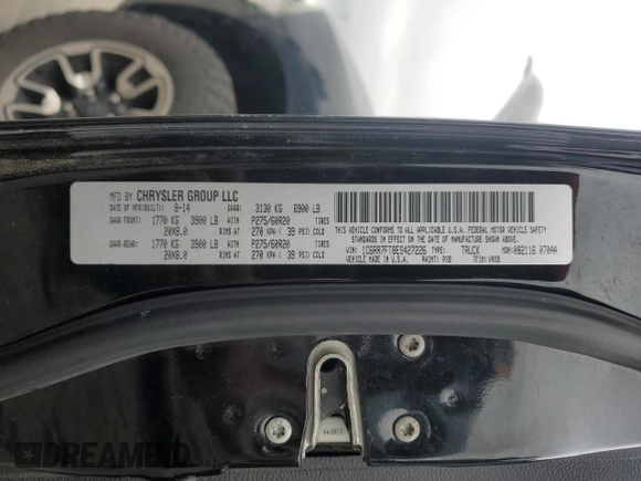 2014 Ram 1500 Tradesman z VIN 1C6RR7FT8ES427226, wystawiony jako Copart lot #59457185 z przebiegiem 198 328 mil mil oraz Szkoda całkowita • Salvage title. Historia ofert i sprzedaży dostępna na DreamBid. Obrazek 12.