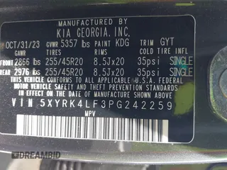 2023 Kia Sorento SX z VIN 5XYRK4LF3PG242259, wystawiony jako IAAI lot #41970398 z przebiegiem 31 293 mil mil oraz . Historia ofert i sprzedaży dostępna na DreamBid. Obrazek 9.