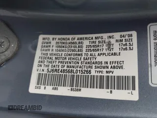2008 Honda CR-V EX with VIN 5J6RE48568L015266, listed as a IAAI auction lot 42022306 with 170,746 mi miles. Bid and sale history available at carsss.com. Image 9.
