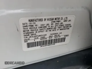 2010 Infiniti EX Journey with VIN JN1AJ0HP4AM701608, listed as a Copart auction lot 77408164 with 132,672 mi miles and Salvage Title. Bid and sale history available at DreamBid. Image 15.