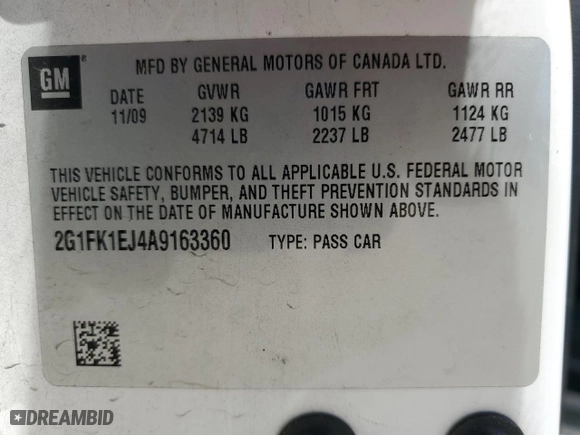 2010 Chevrolet Camaro 2SS with VIN 2G1FK1EJ4A9163360, listed as a Copart auction lot 52554375 with 117,687 mi miles and Salvage Title. Bid and sale history available at carsss.com. Image 12.