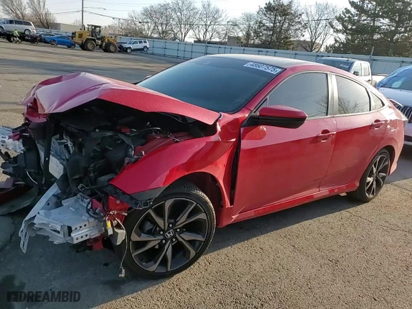 2019 Honda Civic Sedan Sport with VIN 2HGFC2F89KH540201, listed as a Copart auction lot 48607575 with 86,397 mi miles and Salvage Title. Bid and sale history available at carsss.com. Image 10.