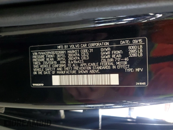 2016 Volvo XC90 T6 Momentum z VIN YV4A22PK6G1026881, wystawiony jako Copart lot #55110085 z przebiegiem 161 076 mil mil oraz Szkoda całkowita • Salvage title. Historia ofert i sprzedaży dostępna na DreamBid. Obrazek 13.