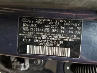2022 Hyundai Venue Limited z VIN KMHRC8A37NU153198, wystawiony jako Copart lot #42624385 z przebiegiem 33 185 mil mil oraz Szkoda całkowita • Salvage title. Historia ofert i sprzedaży dostępna na DreamBid. Obrazek 15.
