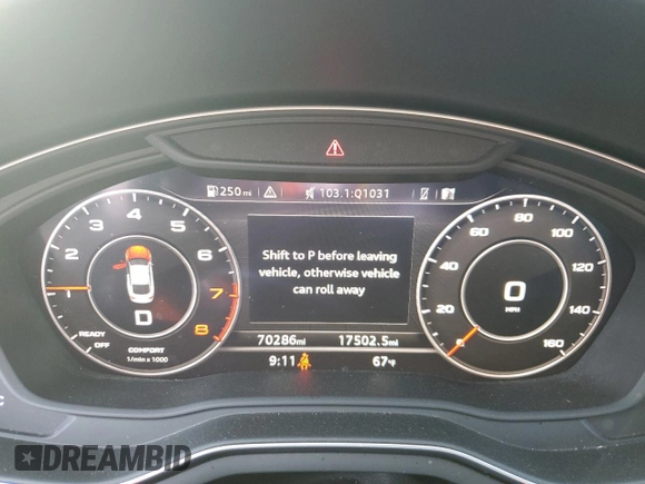 2018 Audi A5 Sportback Premium Plus with VIN WAUENCF59JA052750, listed as a Copart auction lot 46313864 with 70,286 mi miles. Bid and sale history available at carsss.com. Image 9.