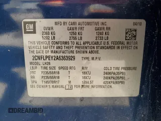2010 Chevrolet Equinox LT w/2LT with VIN 2CNFLPEY2A6363929, listed as a Copart auction lot 47113265 with 212,517 mi miles and Salvage Title. Bid and sale history available at carsss.com. Image 12.