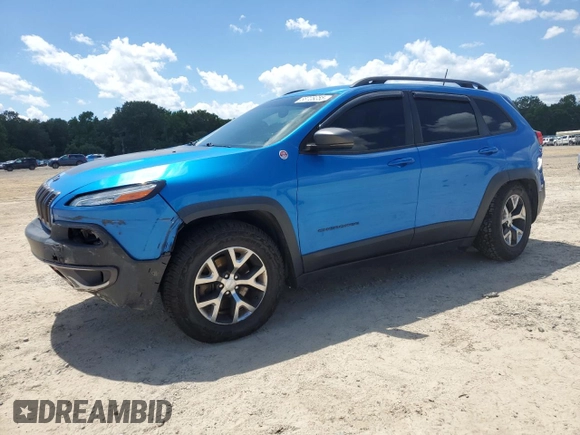 2018 Jeep Cherokee Trailhawk with VIN 1C4PJMBB4JD526014, listed as a Copart auction lot 58728255 with 76,655 mi miles and Salvage title. Bid and sale history available at DreamBid. Image 1.