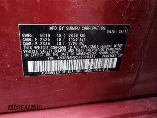 2018 Subaru Legacy Limited with VIN 4S3BNAN62J3008436, listed as a Copart auction lot 67919373 with 35,392 mi miles. Bid and sale history available at carsss.com. Image 12.