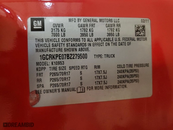 2011 Chevrolet Silverado 1500 Work Truck with VIN 1GCRKPE07BZ279500, listed as a Copart auction lot 43416075 with 332,147 mi miles and Clean Title. Bid and sale history available at carsss.com. Image 12.