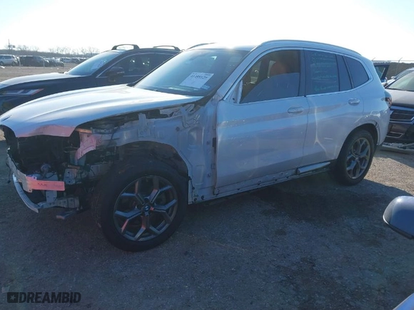 2023 BMW X3 xDrive30i with VIN 5UX53DP03P9R01491, listed as a IAAI auction lot 41458828 with 39,267 mi miles. Bid and sale history available at carsss.com. Image 2.