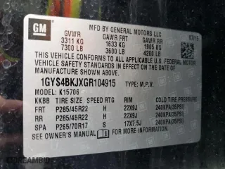 2016 Cadillac Escalade Luxury Collection with VIN 1GYS4BKJXGR104915, listed as a Copart auction lot 49256605 with 101,484 mi miles and Salvage Title. Bid and sale history available at carsss.com. Image 15.
