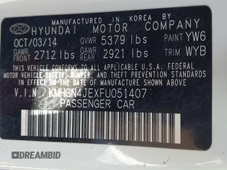 2015 Hyundai Genesis 3.8L z VIN KMHGN4JEXFU051407, wystawiony jako IAAI lot #42136025 z przebiegiem 121 139 mil mil oraz . Historia ofert i sprzedaży dostępna na DreamBid. Obrazek 9.