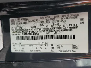 2013 Ford Escape SEL with VIN 1FMCU0H98DUC48866, listed as a Copart auction lot 51103295 with 92,119 mi miles and Salvage Title. Bid and sale history available at carsss.com. Image 13.