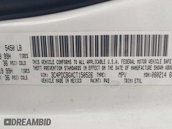 2012 Dodge Journey SXT with VIN 3C4PDCBGXCT150526, listed as a IAAI auction lot 42494115 with 197,863 mi miles and . Bid and sale history available at DreamBid. Image 9.