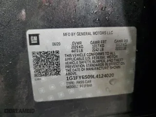 2020 Chevrolet Bolt EV LT with VIN 1G1FY6S09L4124020, listed as a Copart auction lot 50991175 with 46,982 mi miles and Salvage Title. Bid and sale history available at carsss.com. Image 14.