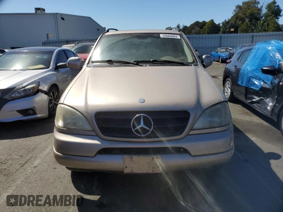 2001 Mercedes-Benz M-Class with VIN 4JGAB54E01A274839, listed as a Copart auction lot 72660884 with 190,934 mi miles and Clean Title. Bid and sale history available at carsss.com. Image 5.