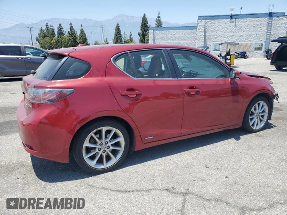 2012 Lexus CT 200h with VIN JTHKD5BH9C2095291, listed as a Copart auction lot 62746025 with 237,020 mi miles and Salvage title. Bid and sale history available at DreamBid. Image 3.