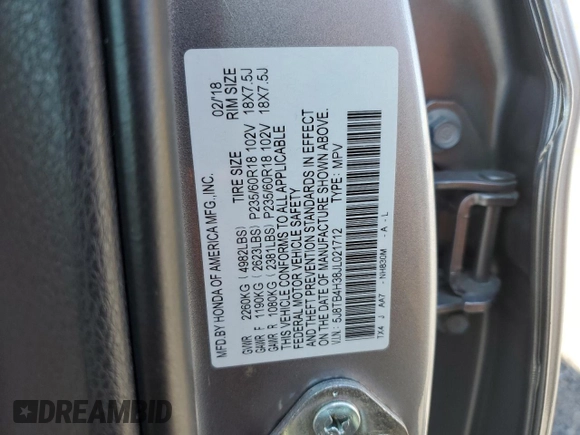 2018 Acura RDX with VIN 5J8TB4H38JL021712, listed as a Copart auction lot 51356955 with 60,666 mi miles and Salvage Title. Bid and sale history available at carsss.com. Image 15.