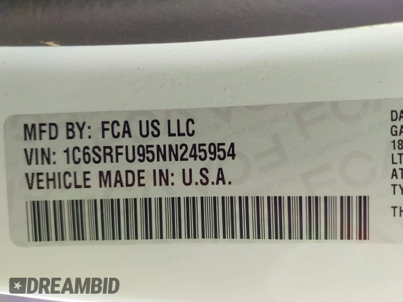 2022 Ram 1500 TRX with VIN 1C6SRFU95NN245954, listed as a IAAI auction lot 42032210 with 30,870 mi miles and . Bid and sale history available at DreamBid. Image 9.