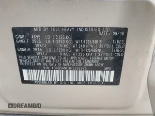 2017 Subaru Outback Limited with VIN 4S4BSANC3H3256375, listed as a IAAI auction lot 42557576 with 205,127 mi miles and . Bid and sale history available at DreamBid. Image 9.