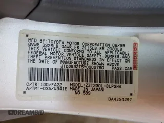 2000 Toyota Celica GT z VIN JTDDR32T5Y0002760, wystawiony jako Copart lot #57350925 z przebiegiem 182 414 mil mil oraz Szkoda całkowita • Salvage title. Historia ofert i sprzedaży dostępna na DreamBid. Obrazek 13.