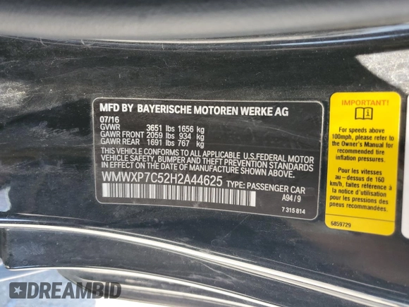 2017 MINI Hardtop Cooper S with VIN WMWXP7C52H2A44625, listed as a Copart auction lot 58011895 with 79,238 mi miles and Salvage title. Bid and sale history available at DreamBid. Image 13.