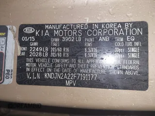 2015 Kia Soul with VIN KNDJN2A22F7191177, listed as a IAAI auction lot 41461278 with 102,023 mi miles. Bid and sale history available at carsss.com. Image 9.