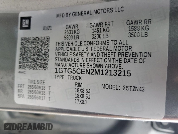 2021 GMC Canyon 2WD Elevation with VIN 1GTG5CEN2M1213215, listed as a Copart auction lot 44528235 with 145,326 mi miles and Salvage Title. Bid and sale history available at carsss.com. Image 12.