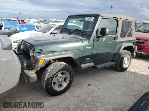 2003 Jeep Wrangler Sport with VIN 1J4FA49S43P301542, listed as a Copart auction lot 75704824 with Not Provided miles and Salvage Title. Bid and sale history available at carsss.com. Image 1.