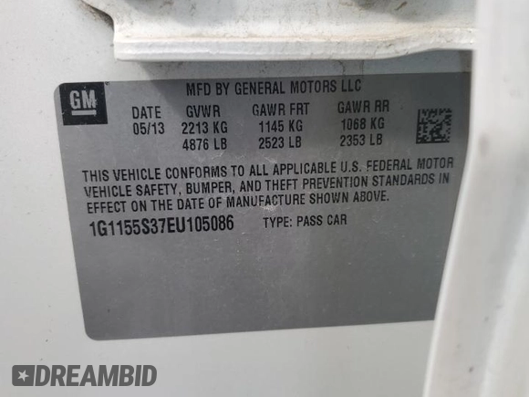 2014 Chevrolet Impala LTZ z VIN 1G1155S37EU105086, wystawiony jako Copart lot #51832605 z przebiegiem 94 588 mil mil oraz Szkoda całkowita • Salvage title. Historia ofert i sprzedaży dostępna na DreamBid. Obrazek 12.