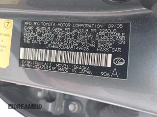 2006 Lexus ES 350 with VIN JTHBA30G465149526, listed as a IAAI auction lot 42278306 with 319,069 mi miles and . Bid and sale history available at DreamBid. Image 9.