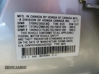 2012 Acura MDX with VIN 2HNYD2H26CH507620, listed as a Copart auction lot 52337315 with 121,624 mi miles and Salvage title. Bid and sale history available at DreamBid. Image 13.