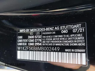 2021 Mercedes-Benz E-Class E 450 with VIN W1KZF5KB8MB002449, listed as a IAAI auction lot 41224307 with 57,093 mi miles. Bid and sale history available at carsss.com. Image 9.