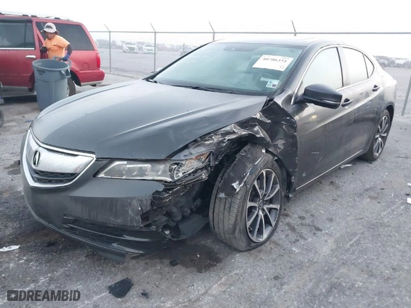 2015 Acura TLX V6 Tech with VIN 19UUB2F50FA025527, listed as a IAAI auction lot 40706351 with 121,378 mi miles. Bid and sale history available at carsss.com. Image 2.