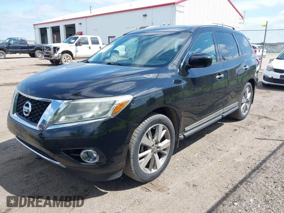 2013 Nissan Pathfinder Platinum with VIN 5N1AR2MN4DC684143, listed as a IAAI auction lot 42628621 with 88,901 mi miles and . Bid and sale history available at DreamBid. Image 2.