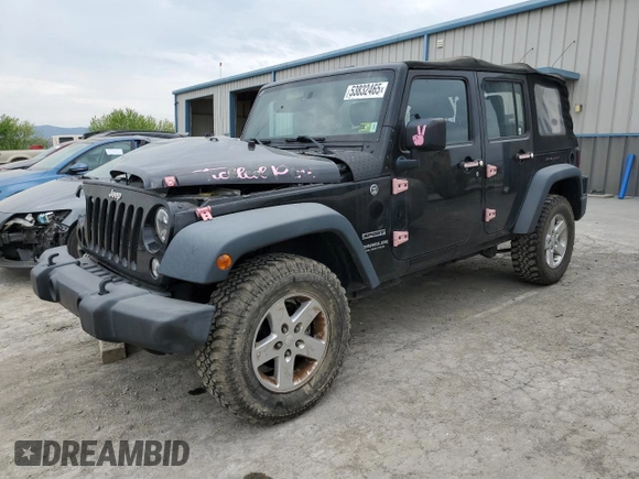 2015 Jeep Wrangler Unlimited Willys Wheeler with VIN 1C4BJWDG3FL601197, listed as a Copart auction lot 53832465 with 216,141 mi miles and Salvage Title. Bid and sale history available at DreamBid. Image 1.