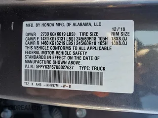 2019 Honda Ridgeline RTL-T with VIN 5FPYK3F67KB027637, listed as a Copart auction lot 53324325 with 70,801 mi miles and Salvage title. Bid and sale history available at DreamBid. Image 14.