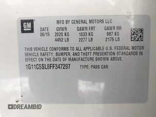 2015 Chevrolet Malibu LT with VIN 1G11C5SL8FF347297, listed as a IAAI auction lot 41410880 with 134,956 mi miles and . Bid and sale history available at DreamBid. Image 9.
