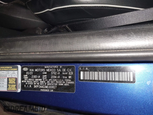 2021 Kia Forte GT-Line z VIN 3KPF34AD2ME330827, wystawiony jako IAAI lot #41967454 z przebiegiem 80 641 mil mil oraz . Historia ofert i sprzedaży dostępna na DreamBid. Obrazek 9.